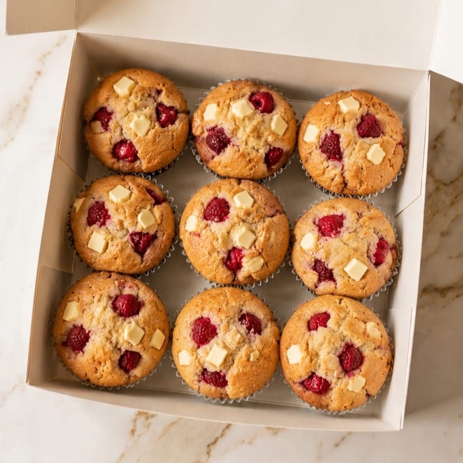 Muffin framboises & chocolat blanc